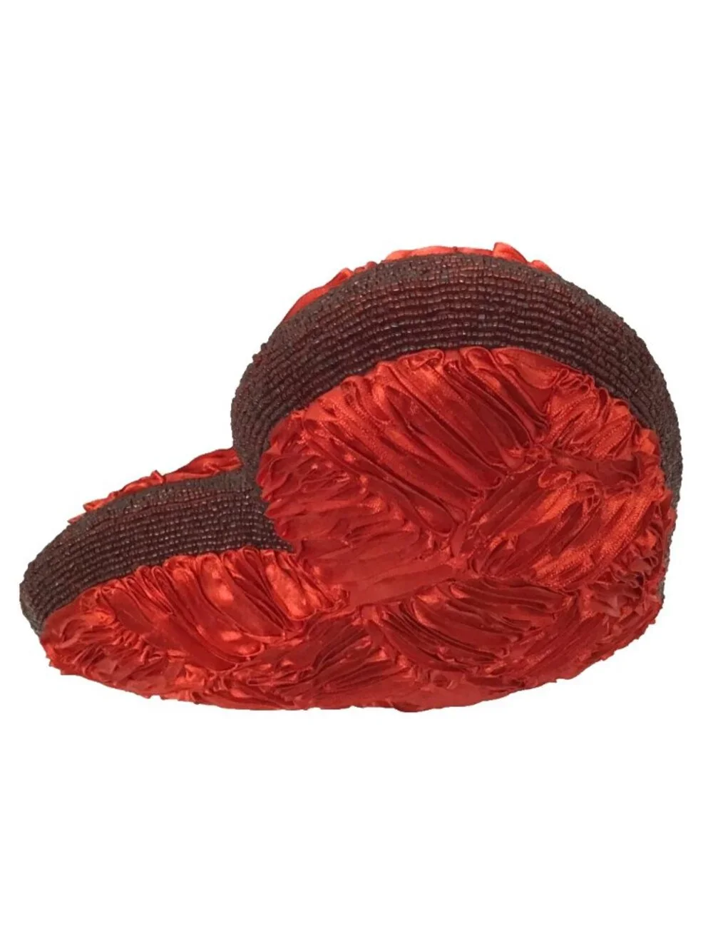 Red Beaded Heart Shaped Decorative Throw Pillow